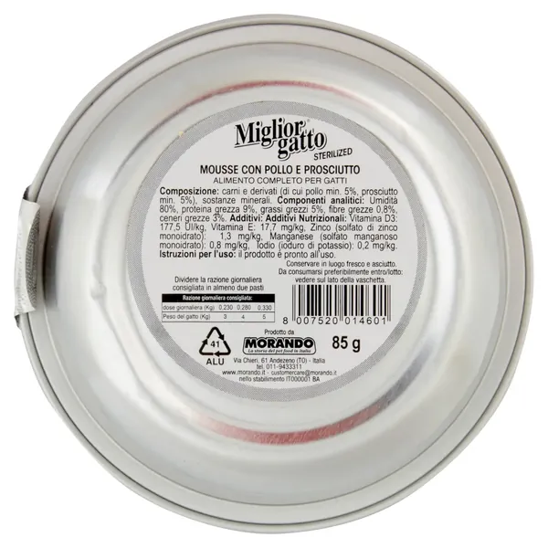 Miglior Gatto Hrană Pisici Sterilizată Tender Mousse Pui și Suncă 85 gr Bax 24 buc